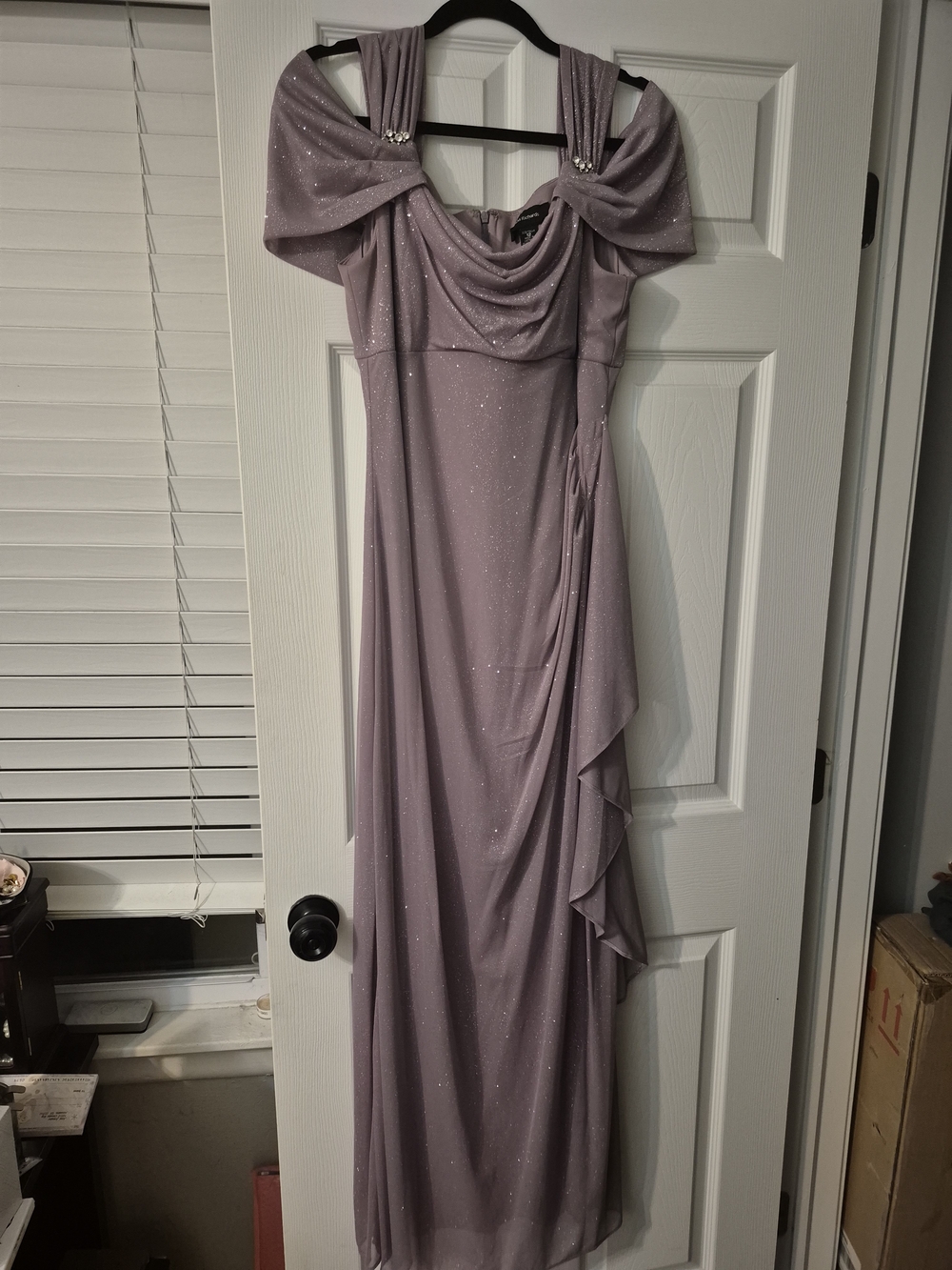 R&M Richards Lavender Sparkle Maxi Gown
